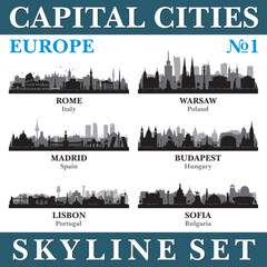 Wall Mural - Capital cities skyline set. Europe. Part 1