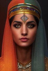 Poster - A fictional person, not based on a real person. Portrait of a beautiful priestess. Image of an ancient princess. . Generative AI