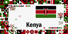 Abstract Background With Geometric Pattern And Kenya Flag. National Day Celebration. Vector Editable Illustration.