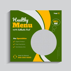 Healthy food menu social media post banner template