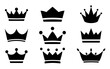 Crown vector collection. Black crown icon set. King emblem, royal symbols. Exclusive, vip, premium symbol, luxury sign vector icons set. Vector illustration in flat design