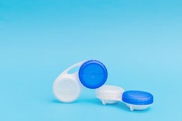 Sticker - Eye lenses in a blue box on a blue background