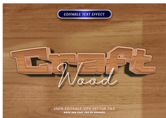 Poster - 3d wood style text and texture editable text effect. mockup text effect
