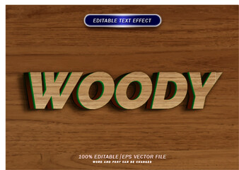 Poster - wood text and texture style editable text effect. mockup template text effect