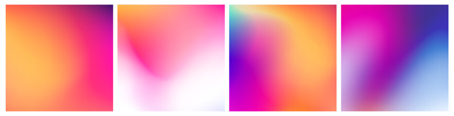 Fototapete - Set of Colorful Vibrant Blurred Gradients. Sleek Multicolored Vector Backgrounds