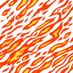 Aufkleber - Red and Yellow Flame Seamless Pattern. Vector Cartoon Fire Texture. Abstract Background with Smoke and Flames