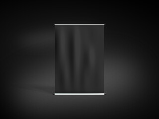 Wall Mural - 3D illustration. Wavy banner mockup isolated on black background