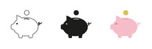 Piggy Bank Icon Vector. Baby Pig Piggy Bank.  Vector Illustration. EPS 10