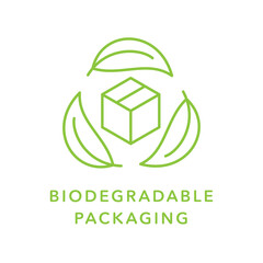 Wall Mural - Biodegradable packaging vector icon badge logo