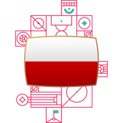 Wall Mural - poland flag for 2022 world Qatar football cup tournament. isolated National team flag with geometric elements for 2022 soccer or football Vector illustration