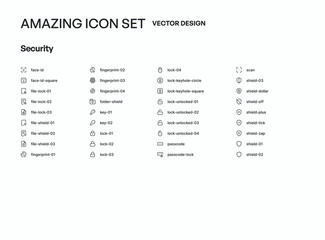 Poster - 36 Security icon pack symbol template design collection. Set of flat signs and symbols for web and apps.