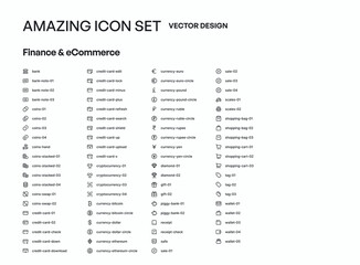 Poster - 80 Finance and Commerce icon pack symbol template design collection. Set of flat signs and symbols for web and apps.