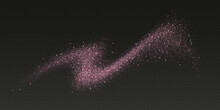 Pink Glitter Splash, Shiny Star Dust Explosion, Shimmer Spray Effect, Festive Holiday Particles Isolated On A Dark Background. Vector Illustration.