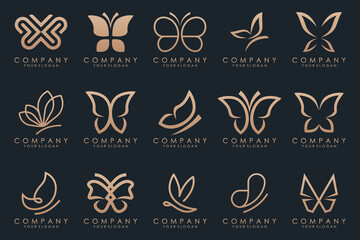 Wall Mural - set of creative abstract butterfly logo design.