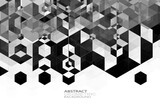 Fototapeta Abstrakcje - Geometric abstract background of dark gray hexagons on a white background