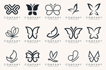 Sticker - set of creative abstract butterfly logo design.