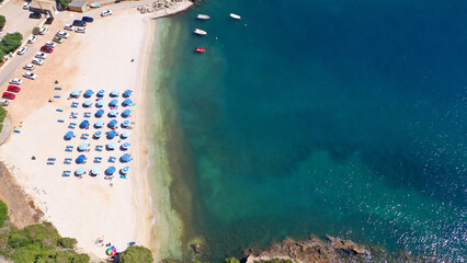 Wall Mural - Aerial drone photo of not so popular beach of Jerusalem in island of Kefalonia, Ionian, Greece