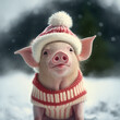 santa claus pig in the snow