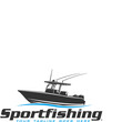 Center Console boat logo vector. Unique and fresh center console boat illustration. Great to use as your sportfishing logo. 