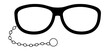 Monocle, old antique glasses with handle or grip. Cartoon glasses or sunglasses. Glasses model icon or symbol, man, women frames. Black rim glasses spectacles. eyeglasses optical, frame model.