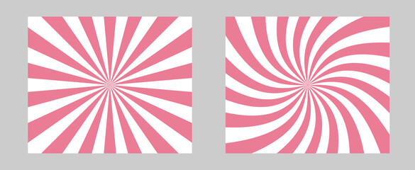 Aufkleber - Solar explosion Sun Burst Effect. Vector Sunburst wallpaper. Pink rose color burst set of 2 sun rays backgrounds. Circus background, abstract pattern with colorful rays, banner of colorful stripes
