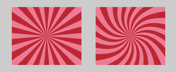 Aufkleber - Concentrated linear background design to create a lively and vibrant atmosphere. Red and pink color burst set of 2 backgrounds. Circus background, abstract pattern with colorful rays, banner element