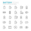 Collection of battery related outline icons. 48x48 Pixel Perfect. Editable stroke