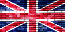 UK Flag On A Textured Background. Concept Collage.