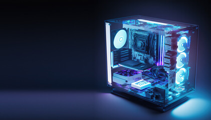 Leinwandbilder - Modernization, repair of desktop computers, concept, system unit 3d illustration
