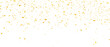 Golden confetti falling down isolated on transparent background