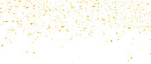 Golden Confetti Falling Down Isolated On Transparent Background