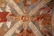 Cristo e i quattro Evangelisti; affresco del soffitto del presbiterio nella chiesa di San Cassiano a Zone (Brescia)
