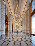 3d render of luxury hotel lobby corridor