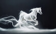wild white horse jumping in dynamic motion with trailing lines, mixed digital 3d illustration and matte painting