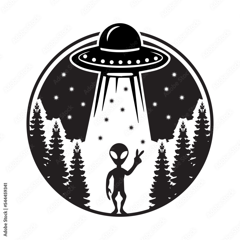 Vector de Stock Alien under the moon Svg, Alien Svg, Big Foot svg, UFO ...