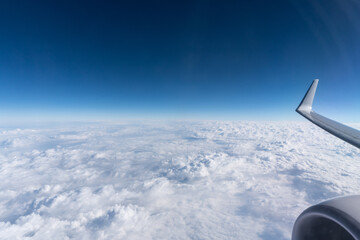 View from a airplane window at 35.000 feet high