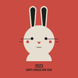 Happy new year, Chinese New Year,Lunar, 2023 , Year of the Rabbit , Chinese Traditional.Flat Design. Minimal Design. Neo Retro.