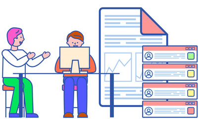 Poster - Data analysis concept icon. People analyzing growth charts. Business data researching. Increase sales and skills. Analytics team monitoring investment result. Finance report graph. Charts and diagrams