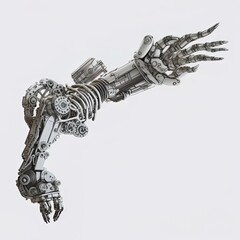 Poster - Mechanical arm with white background, 3d rendering. Computer digital drawing.