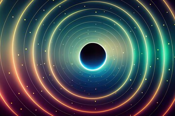 Poster - abstract circle wave with moving dots. flow of particles. cyber technology illustration. 3d renderin