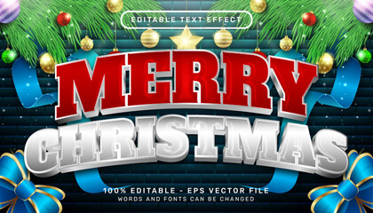 Poster - merry christmas 3d text effect and editable text effect with christmas background	
