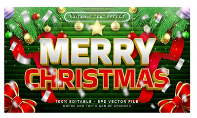 Poster - merry christmas 3d text effect and editable text effect with christmas background	