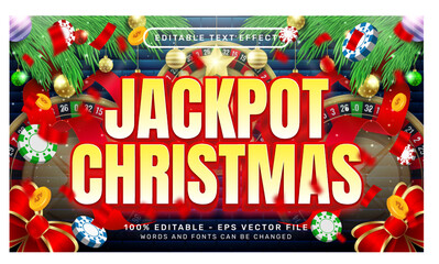 Poster - jackpot christmas 3d text effect and editable text effect with christmas background