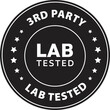 3rd party lab tested rounded vector icon in black color