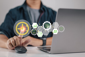 Poster - Business technology internet concept, time management project efficiency strategy goals