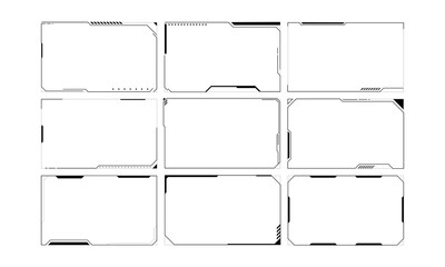 Hud frame futuristic game target borders scifi empty banners for text