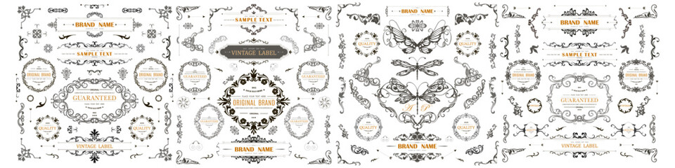 Wall Mural - set of vintage decorations flourishes elements.