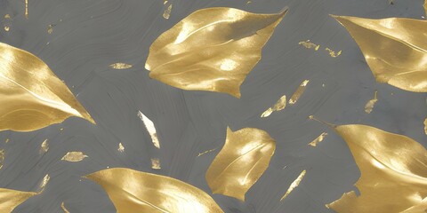 Grunge golden banana leaves, palm. Hand-drawn dark vintage 3D illustration. Nature abstract background design. geometric shapes, modern minimal banner.
