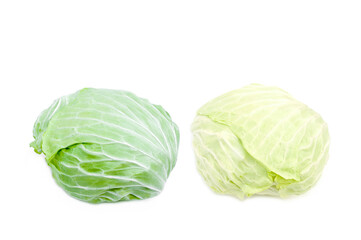 Wall Mural - Fresh cabbage isolated on white background.