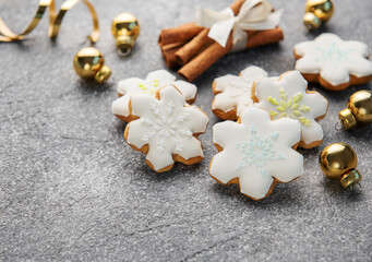 Wall Mural - Christmas homemade gingerbread cookies